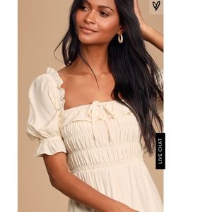 Nahanni Cream Puff Sleeve Smocked Midi 
